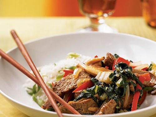 Steak, Shiitake, and Bok Choy Stir Fry
