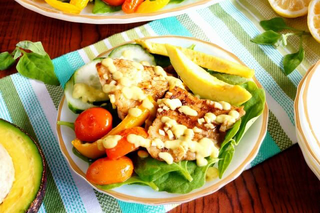Garlic Butter Tilapia Spinach Salad