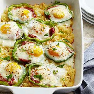 Sweet Pepper Hash Brown Baked Eggs