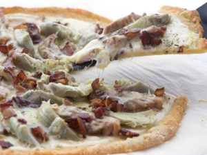 bacon chicken artichoke pizza