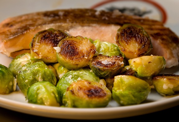 Roasted Salmon and Brussels Sprouts