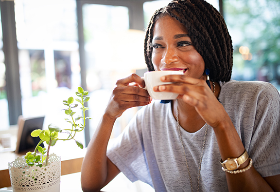 Woman drinking diabetes safe drink