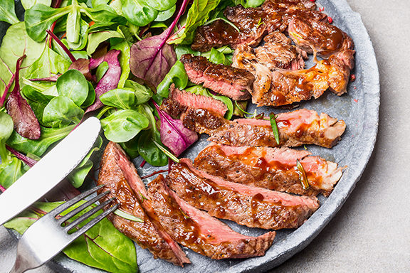 steak with side salad