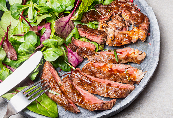 steak with side salad
