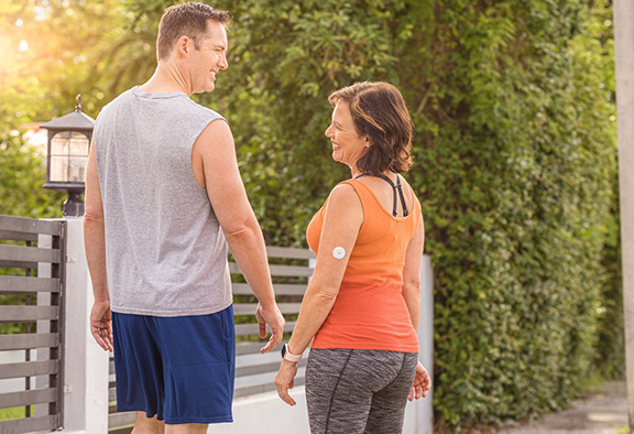 man and woman walking