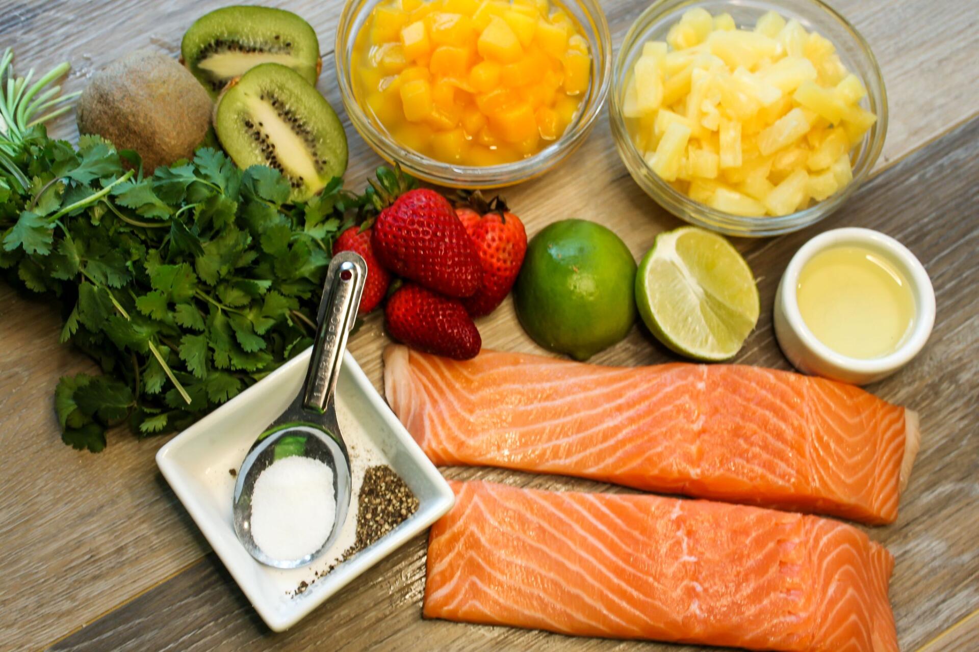 Salmon and fruit